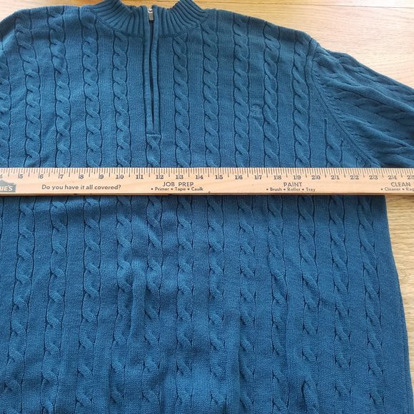 IZOD Cable Knit Sweater Adult XL Blue Quarter Zip - Picture 5 of 8